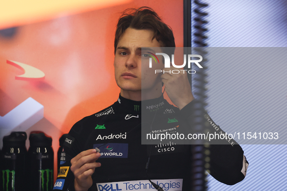 Oscar Piastri of McLaren before the Formula 1 Italian Grand Prix at Autodromo Nazionale di Monza in Monza, Italy on September 1, 2024. 