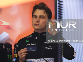 Oscar Piastri of McLaren before the Formula 1 Italian Grand Prix at Autodromo Nazionale di Monza in Monza, Italy on September 1, 2024. (