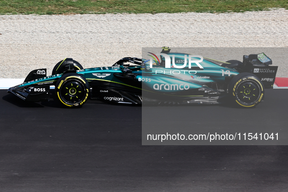 Fernando Alonso of Aston Martin Aramco before the Formula 1 Italian Grand Prix at Autodromo Nazionale di Monza in Monza, Italy on September...