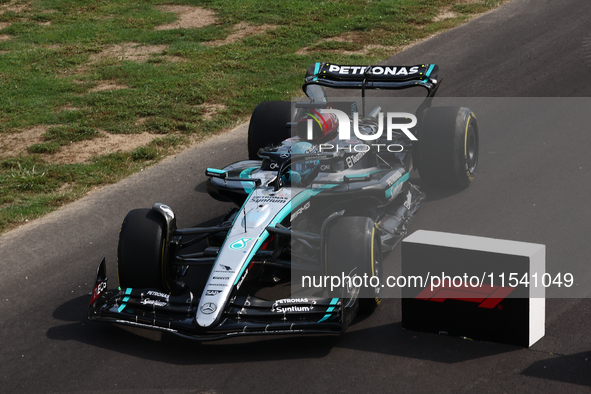 George Russell of Mercedes during the Formula 1 Italian Grand Prix at Autodromo Nazionale di Monza in Monza, Italy on September 1, 2024. 