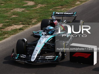 George Russell of Mercedes during the Formula 1 Italian Grand Prix at Autodromo Nazionale di Monza in Monza, Italy on September 1, 2024. (