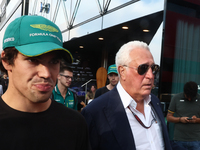 Lance Stroll of Aston Martin Aramco and Lawrence Stroll after the Formula 1 Italian Grand Prix at Autodromo Nazionale di Monza in Monza, Ita...