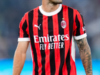 Christian Pulisic of AC Milan looks on during the Serie A Enilive match between SS Lazio and AC Milan at Stadio Olimpico on Aug 31, 2024 in...