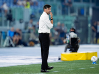 Paulo Fonseca head coach of AC Milan looks on during the Serie A Enilive match between SS Lazio and AC Milan at Stadio Olimpico on Aug 31, 2...