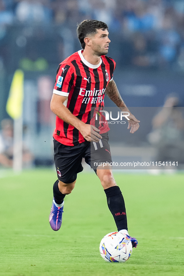 Christian Pulisic of AC Milan during the Serie A Enilive match between SS Lazio and AC Milan at Stadio Olimpico on Aug 31, 2024 in Rome, Ita...