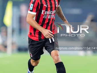 Christian Pulisic of AC Milan during the Serie A Enilive match between SS Lazio and AC Milan at Stadio Olimpico on Aug 31, 2024 in Rome, Ita...