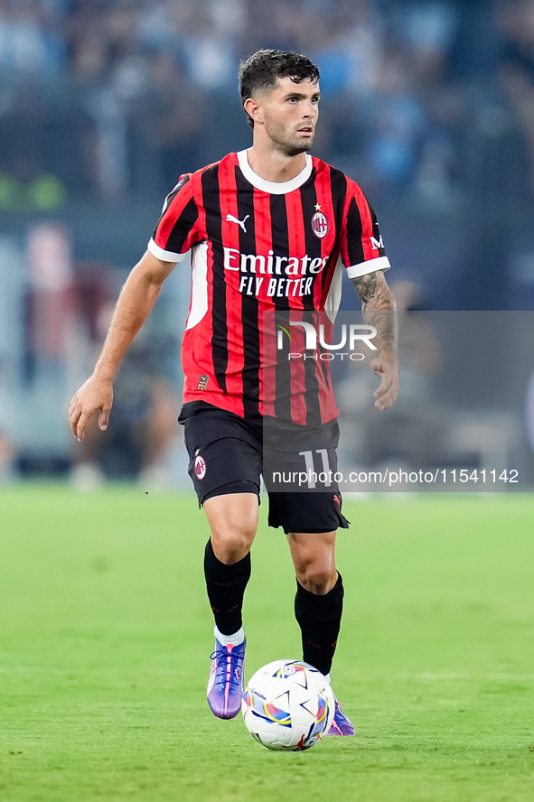 Christian Pulisic of AC Milan during the Serie A Enilive match between SS Lazio and AC Milan at Stadio Olimpico on Aug 31, 2024 in Rome, Ita...