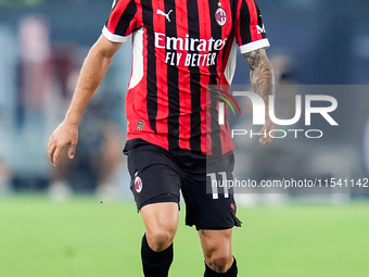 Christian Pulisic of AC Milan during the Serie A Enilive match between SS Lazio and AC Milan at Stadio Olimpico on Aug 31, 2024 in Rome, Ita...