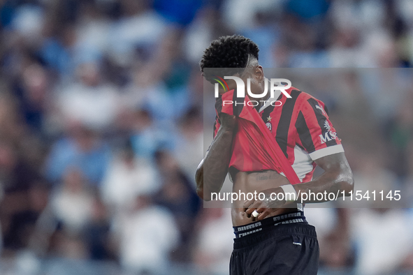 Emerson Royal of AC Milan looks dejected during the Serie A Enilive match between SS Lazio and AC Milan at Stadio Olimpico on Aug 31, 2024 i...