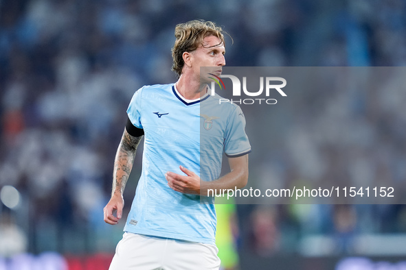 Nicolo' Rovella of SS Lazio looks on during the Serie A Enilive match between SS Lazio and AC Milan at Stadio Olimpico on Aug 31, 2024 in Ro...