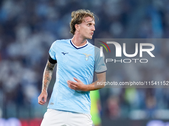 Nicolo' Rovella of SS Lazio looks on during the Serie A Enilive match between SS Lazio and AC Milan at Stadio Olimpico on Aug 31, 2024 in Ro...