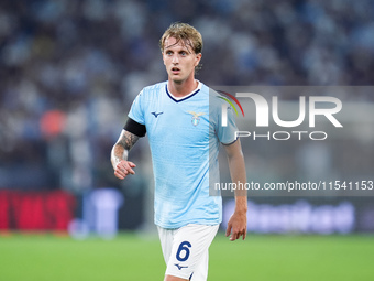 Nicolo' Rovella of SS Lazio looks on during the Serie A Enilive match between SS Lazio and AC Milan at Stadio Olimpico on Aug 31, 2024 in Ro...