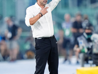 Paulo Fonseca head coach of AC Milan gestures during the Serie A Enilive match between SS Lazio and AC Milan at Stadio Olimpico on Aug 31, 2...