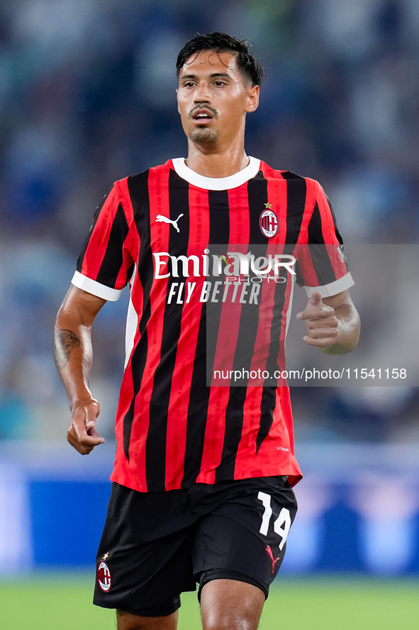 Tijjani Reijnders of AC Milan looks on during the Serie A Enilive match between SS Lazio and AC Milan at Stadio Olimpico on Aug 31, 2024 in...