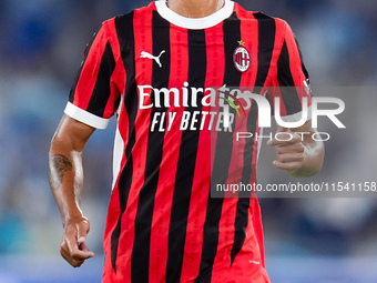 Tijjani Reijnders of AC Milan looks on during the Serie A Enilive match between SS Lazio and AC Milan at Stadio Olimpico on Aug 31, 2024 in...