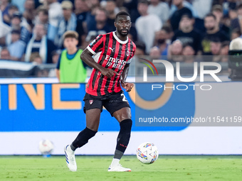 Fikayo Tomori of AC Milan during the Serie A Enilive match between SS Lazio and AC Milan at Stadio Olimpico on Aug 31, 2024 in Rome, Italy....