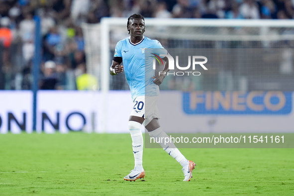 Loum Tchaouna of SS Lazio looks on during the Serie A Enilive match between SS Lazio and AC Milan at Stadio Olimpico on Aug 31, 2024 in Rome...