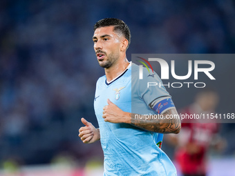 Mattia Zaccagni of SS Lazio looks on during the Serie A Enilive match between SS Lazio and AC Milan at Stadio Olimpico on Aug 31, 2024 in Ro...