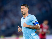 Mattia Zaccagni of SS Lazio looks on during the Serie A Enilive match between SS Lazio and AC Milan at Stadio Olimpico on Aug 31, 2024 in Ro...