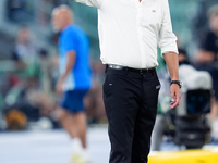 Paulo Fonseca head coach of AC Milan gestures during the Serie A Enilive match between SS Lazio and AC Milan at Stadio Olimpico on Aug 31, 2...