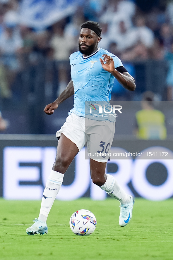 Nuno Tavares of SS Lazio during the Serie A Enilive match between SS Lazio and AC Milan at Stadio Olimpico on Aug 31, 2024 in Rome, Italy. 