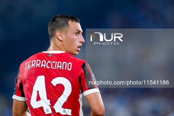 Filippo Terracciano of AC Milan looks on during the Serie A Enilive match between SS Lazio and AC Milan at Stadio Olimpico on Aug 31, 2024 i...