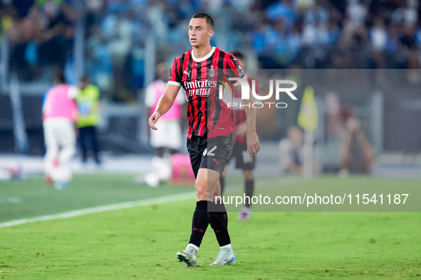 Filippo Terracciano of AC Milan looks on during the Serie A Enilive match between SS Lazio and AC Milan at Stadio Olimpico on Aug 31, 2024 i...