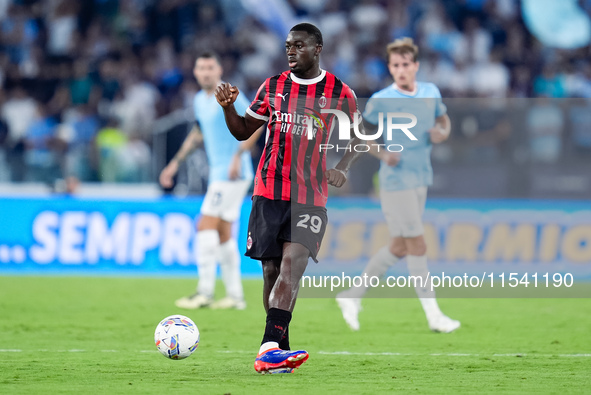 Youssouf Fofana of AC Milan during the Serie A Enilive match between SS Lazio and AC Milan at Stadio Olimpico on Aug 31, 2024 in Rome, Italy...