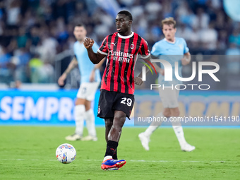 Youssouf Fofana of AC Milan during the Serie A Enilive match between SS Lazio and AC Milan at Stadio Olimpico on Aug 31, 2024 in Rome, Italy...