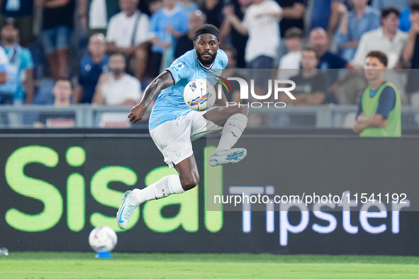 Nuno Tavares of SS Lazio controls the ball during the Serie A Enilive match between SS Lazio and AC Milan at Stadio Olimpico on Aug 31, 2024...