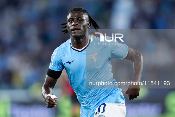 Loum Tchaouna of SS Lazio looks on during the Serie A Enilive match between SS Lazio and AC Milan at Stadio Olimpico on Aug 31, 2024 in Rome...