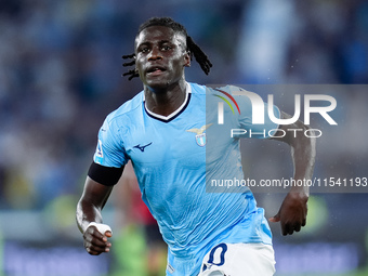 Loum Tchaouna of SS Lazio looks on during the Serie A Enilive match between SS Lazio and AC Milan at Stadio Olimpico on Aug 31, 2024 in Rome...