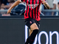 Noah Okafor of AC Milan during the Serie A Enilive match between SS Lazio and AC Milan at Stadio Olimpico on Aug 31, 2024 in Rome, Italy. (