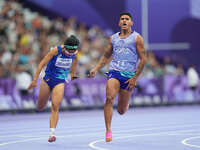 Jerusa Geber Dos Santos of Brazil beats the world record in Women's 100m - T11 Semi-Finals during the Paris 2024 Paralympic Games at Stade d...