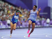 Jerusa Geber Dos Santos of Brazil beats the world record in Women's 100m - T11 Semi-Finals during the Paris 2024 Paralympic Games at Stade d...