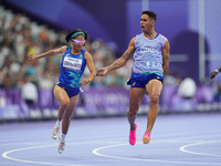 Jerusa Geber Dos Santos of Brazil beats the world record in Women's 100m - T11 Semi-Finals during the Paris 2024 Paralympic Games at Stade d...