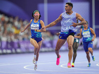 Jerusa Geber Dos Santos of Brazil beats the world record in Women's 100m - T11 Semi-Finals during the Paris 2024 Paralympic Games at Stade d...