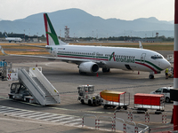 Aeroitalia plane is seen at the airport in Bergamo, Italy on September 2, 2024. (