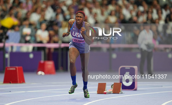 Breanna Clark of United States of America in action in Women's 400m - T20 Round 1 during the Paris 2024 Paralympic Games at Stade de France...