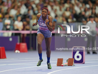 Breanna Clark of United States of America in action in Women's 400m - T20 Round 1 during the Paris 2024 Paralympic Games at Stade de France...