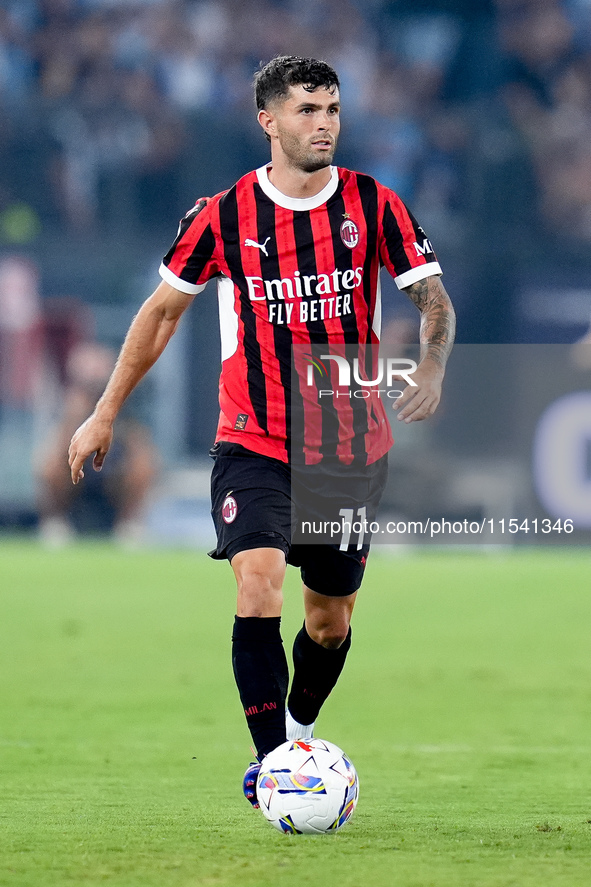 Christian Pulisic of AC Milan during the Serie A Enilive match between SS Lazio and AC Milan at Stadio Olimpico on Aug 31, 2024 in Rome, Ita...