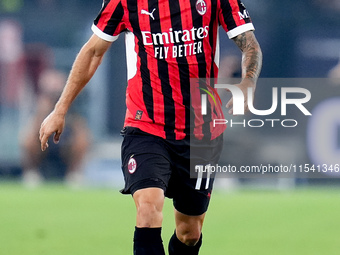 Christian Pulisic of AC Milan during the Serie A Enilive match between SS Lazio and AC Milan at Stadio Olimpico on Aug 31, 2024 in Rome, Ita...