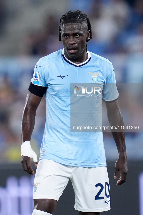 Loum Tchaouna of SS Lazio looks on during the Serie A Enilive match between SS Lazio and AC Milan at Stadio Olimpico on Aug 31, 2024 in Rome...