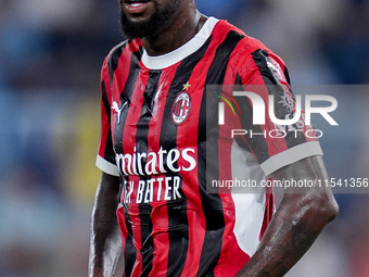 Emerson Royal of AC Milan looks on during the Serie A Enilive match between SS Lazio and AC Milan at Stadio Olimpico on Aug 31, 2024 in Rome...