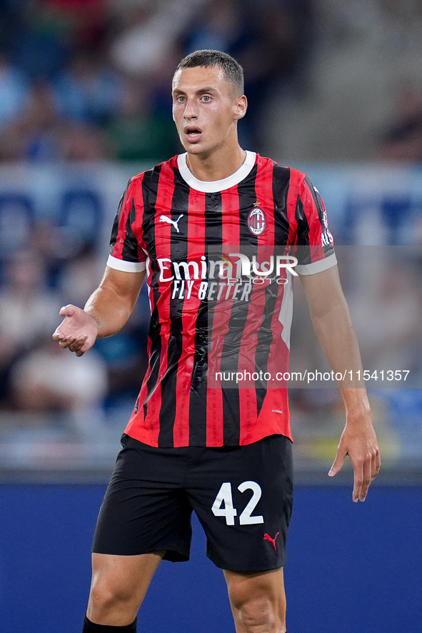 Filippo Terracciano of AC Milan during the Serie A Enilive match between SS Lazio and AC Milan at Stadio Olimpico on Aug 31, 2024 in Rome, I...