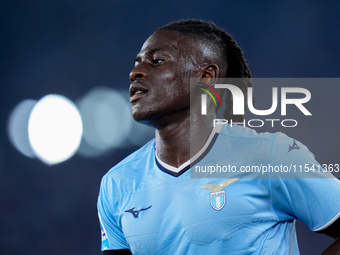 Loum Tchaouna of SS Lazio looks on during the Serie A Enilive match between SS Lazio and AC Milan at Stadio Olimpico on Aug 31, 2024 in Rome...