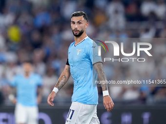 Taty Castellanos of SS Lazio looks on during the Serie A Enilive match between SS Lazio and AC Milan at Stadio Olimpico on Aug 31, 2024 in R...