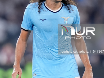 Matteo Guendouzi of SS Lazio looks on during the Serie A Enilive match between SS Lazio and AC Milan at Stadio Olimpico on Aug 31, 2024 in R...