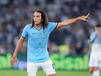 Matteo Guendouzi of SS Lazio gestures during the Serie A Enilive match between SS Lazio and AC Milan at Stadio Olimpico on Aug 31, 2024 in R...