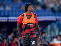 Rafael Leao of AC Milan looks on during the Serie A Enilive match between SS Lazio and AC Milan at Stadio Olimpico on Aug 31, 2024 in Rome,...